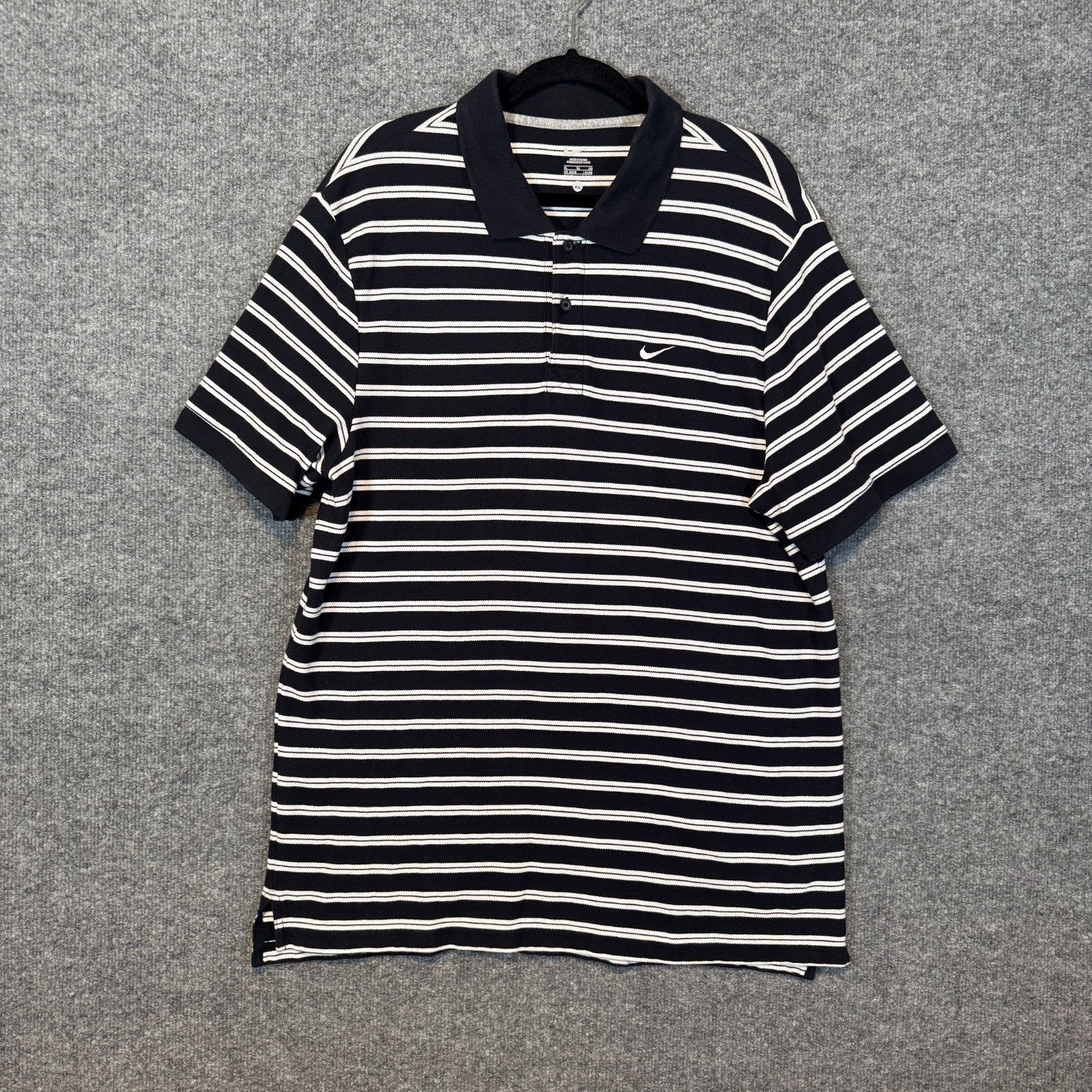 Nike Golf Shirt Mens Xl Black Striped Polo Short Sleeve Golf Polo Outdoors Sport